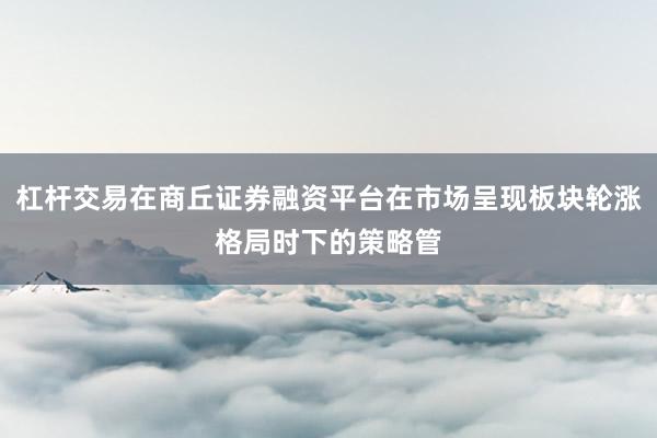 杠杆交易在商丘证券融资平台在市场呈现板块轮涨格局时下的策略管