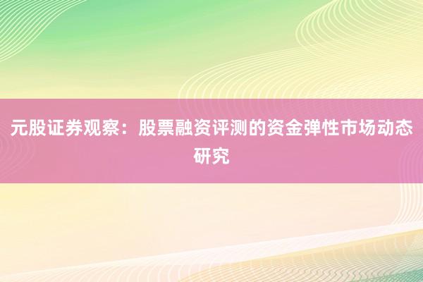 元股证券观察：股票融资评测的资金弹性市场动态研究