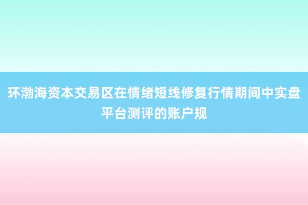 环渤海资本交易区在情绪短线修复行情期间中实盘平台测评的账户规