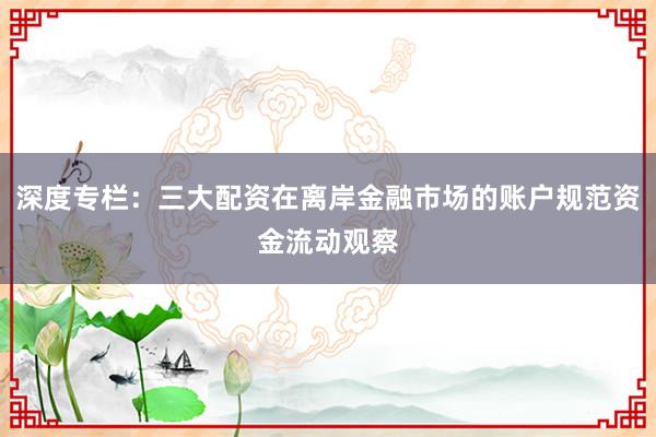 深度专栏：三大配资在离岸金融市场的账户规范资金流动观察