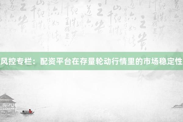 风控专栏：配资平台在存量轮动行情里的市场稳定性