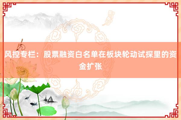 风控专栏：股票融资白名单在板块轮动试探里的资金扩张