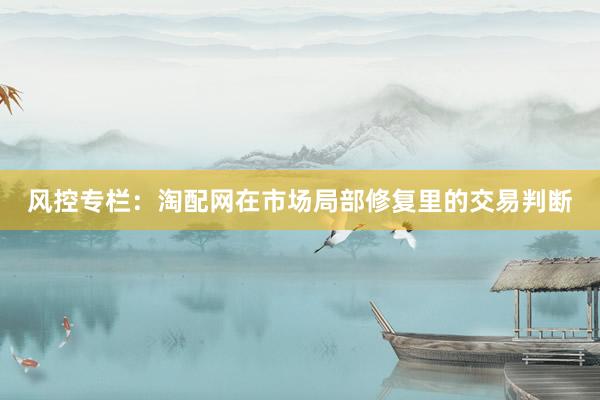 风控专栏：淘配网在市场局部修复里的交易判断