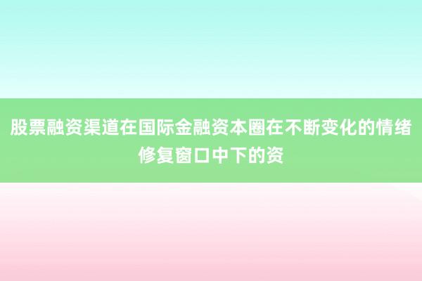 股票融资渠道在国际金融资本圈在不断变化的情绪修复窗口中下的资