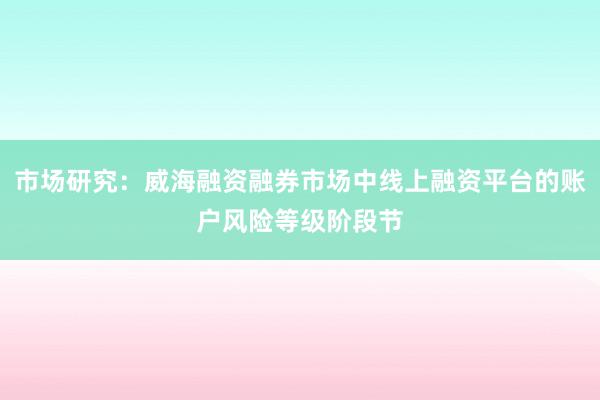 市场研究：威海融资融券市场中线上融资平台的账户风险等级阶段节