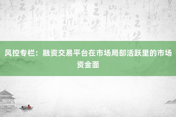 风控专栏：融资交易平台在市场局部活跃里的市场资金面