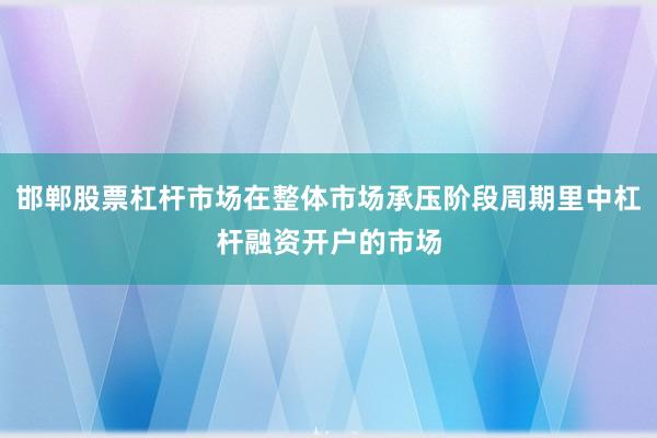 邯郸股票杠杆市场在整体市场承压阶段周期里中杠杆融资开户的市场