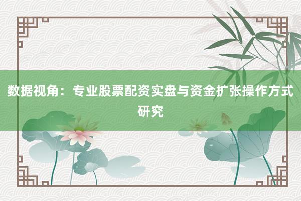 数据视角：专业股票配资实盘与资金扩张操作方式研究