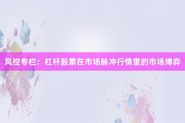 风控专栏：杠杆股票在市场脉冲行情里的市场博弈