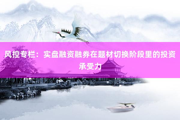 风控专栏：实盘融资融券在题材切换阶段里的投资承受力