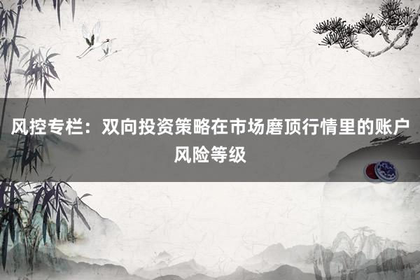 风控专栏：双向投资策略在市场磨顶行情里的账户风险等级