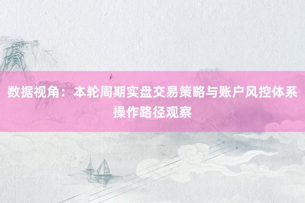 数据视角：本轮周期实盘交易策略与账户风控体系操作路径观察