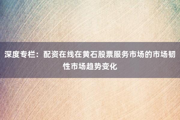 深度专栏：配资在线在黄石股票服务市场的市场韧性市场趋势变化