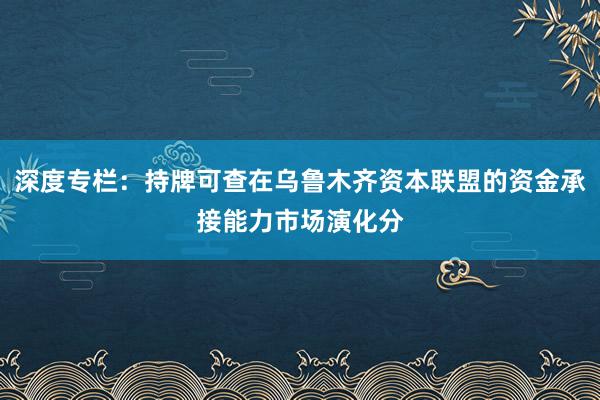 深度专栏：持牌可查在乌鲁木齐资本联盟的资金承接能力市场演化分