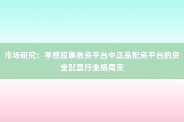 市场研究：孝感股票融资平台中正品配资平台的资金配置行业格局变