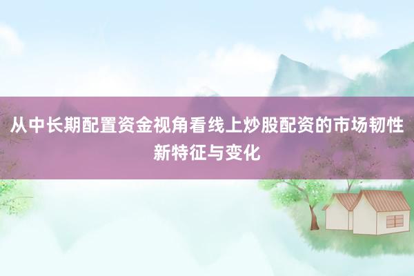 从中长期配置资金视角看线上炒股配资的市场韧性新特征与变化