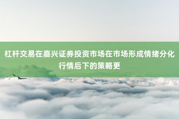 杠杆交易在嘉兴证券投资市场在市场形成情绪分化行情后下的策略更