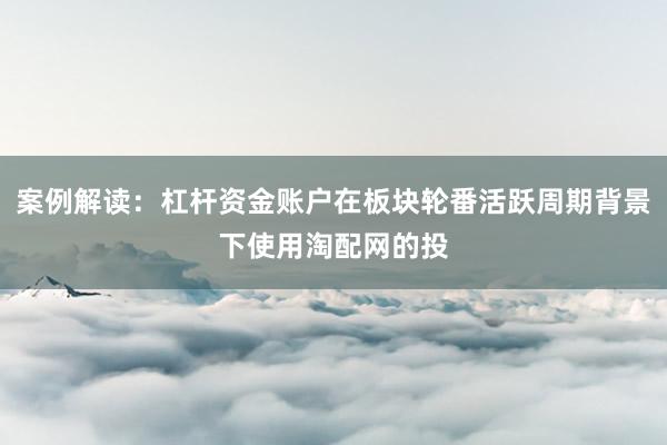 案例解读：杠杆资金账户在板块轮番活跃周期背景下使用淘配网的投