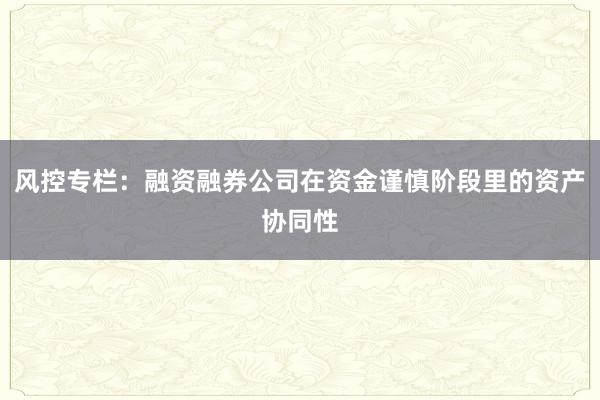 风控专栏：融资融券公司在资金谨慎阶段里的资产协同性