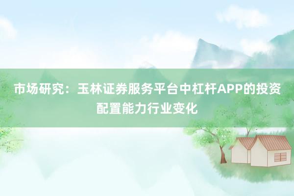 市场研究:玉林证券服务平台中杠杆APP的投资配置能力行业变化