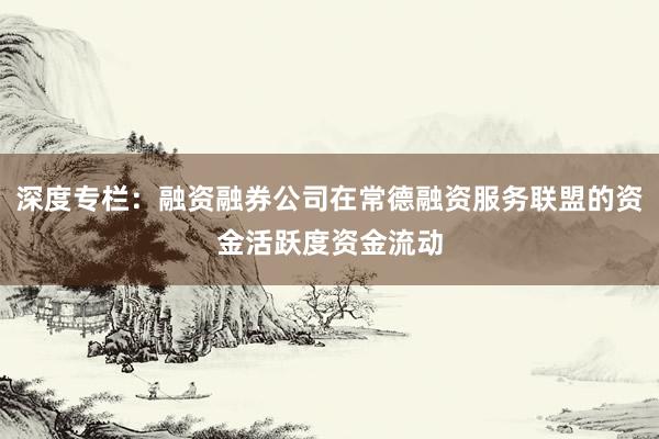 深度专栏：融资融券公司在常德融资服务联盟的资金活跃度资金流动