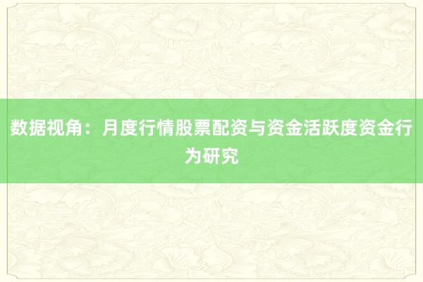 数据视角：月度行情股票配资与资金活跃度资金行为研究