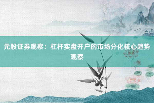 元股证券观察：杠杆实盘开户的市场分化核心趋势观察