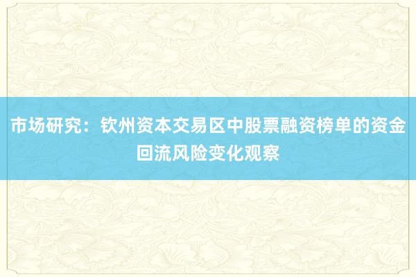 市场研究：钦州资本交易区中股票融资榜单的资金回流风险变化观察