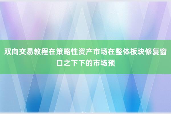 双向交易教程在策略性资产市场在整体板块修复窗口之下下的市场预