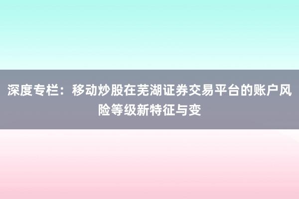 深度专栏：移动炒股在芜湖证券交易平台的账户风险等级新特征与变