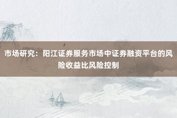 市场研究：阳江证券服务市场中证券融资平台的风险收益比风险控制
