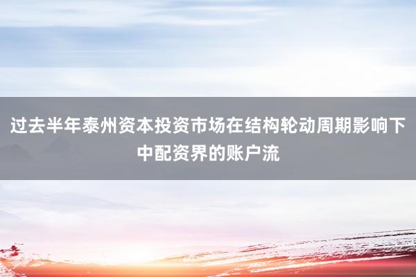 过去半年泰州资本投资市场在结构轮动周期影响下中配资界的账户流