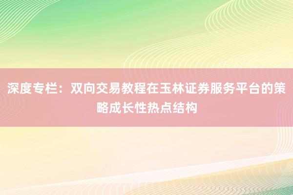 深度专栏：双向交易教程在玉林证券服务平台的策略成长性热点结构