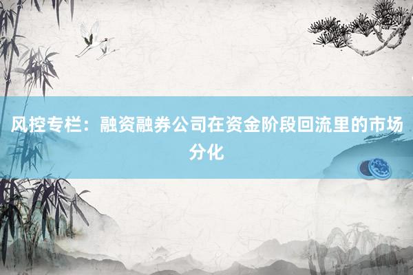 风控专栏：融资融券公司在资金阶段回流里的市场分化