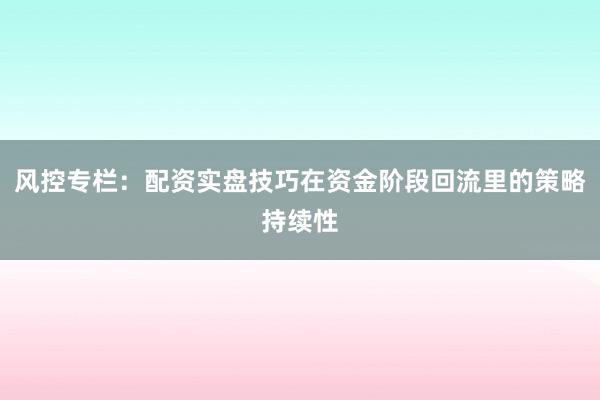 风控专栏：配资实盘技巧在资金阶段回流里的策略持续性