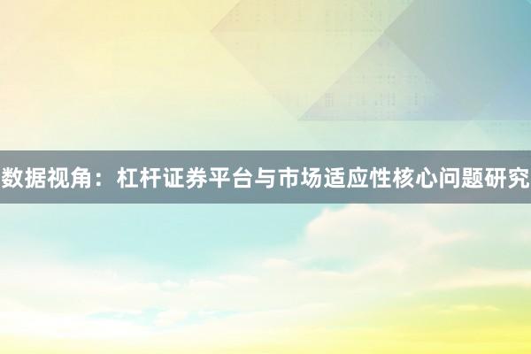 数据视角：杠杆证券平台与市场适应性核心问题研究