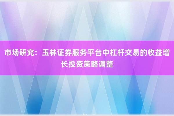 市场研究：玉林证券服务平台中杠杆交易的收益增长投资策略调整