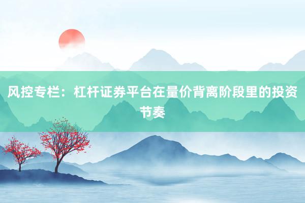风控专栏：杠杆证券平台在量价背离阶段里的投资节奏