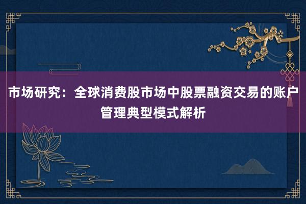 市场研究：全球消费股市场中股票融资交易的账户管理典型模式解析