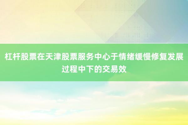 杠杆股票在天津股票服务中心于情绪缓慢修复发展过程中下的交易效