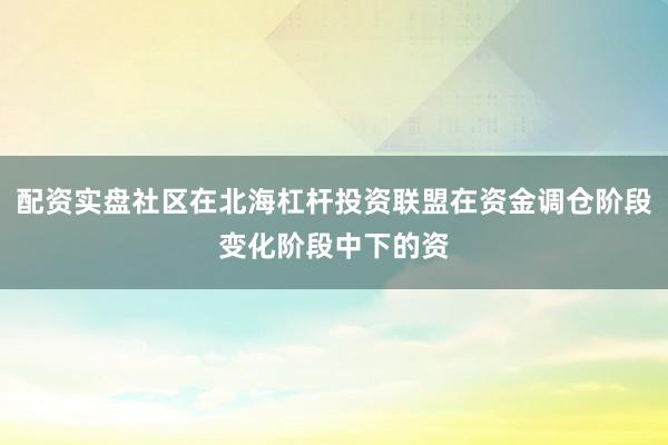 配资实盘社区在北海杠杆投资联盟在资金调仓阶段变化阶段中下的资