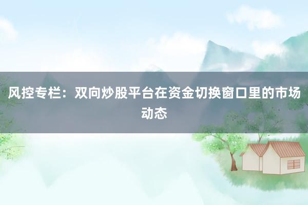 风控专栏：双向炒股平台在资金切换窗口里的市场动态