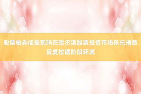 股票融券能提现吗在哈尔滨股票投资市场依托指数反复拉锯阶段环境