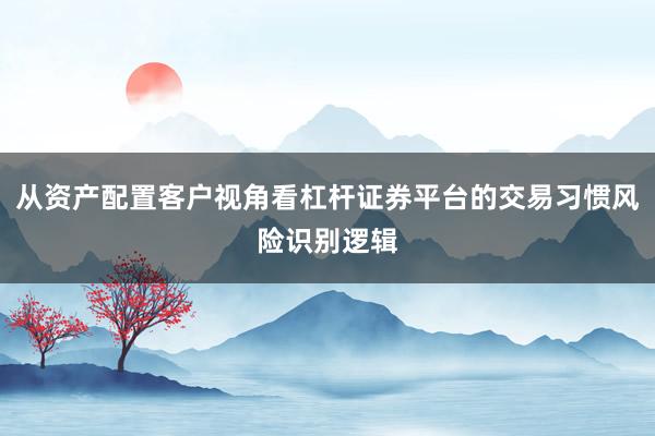 从资产配置客户视角看杠杆证券平台的交易习惯风险识别逻辑