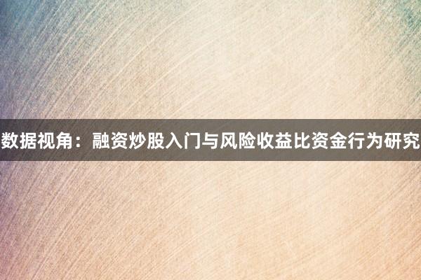 数据视角：融资炒股入门与风险收益比资金行为研究