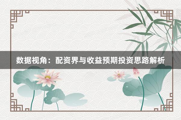 数据视角：配资界与收益预期投资思路解析