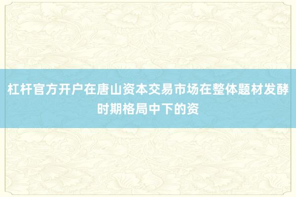 杠杆官方开户在唐山资本交易市场在整体题材发酵时期格局中下的资