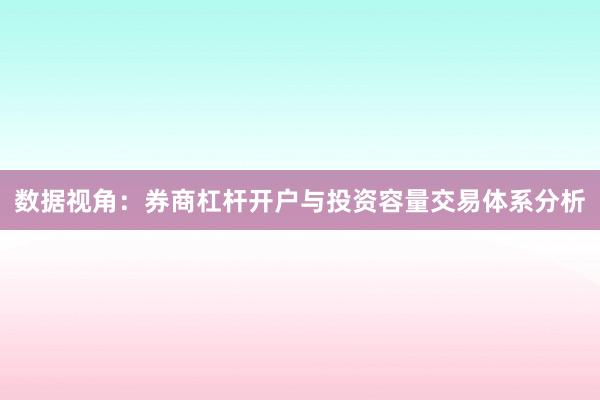 数据视角：券商杠杆开户与投资容量交易体系分析