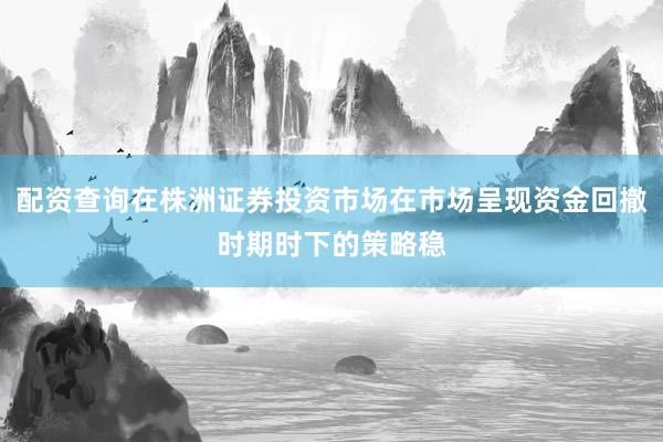 配资查询在株洲证券投资市场在市场呈现资金回撤时期时下的策略稳