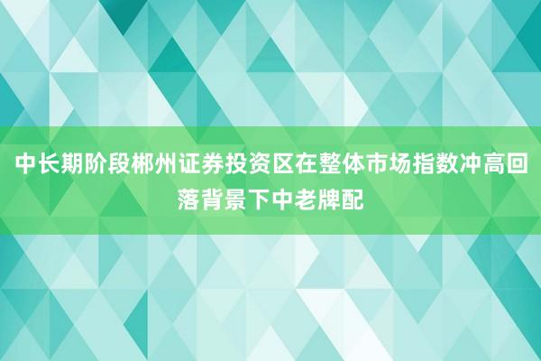 中长期阶段郴州证券投资区在整体市场指数冲高回落背景下中老牌配